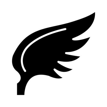 feather wing icon over white background, silhouette style, vector illustrationのイラスト素材