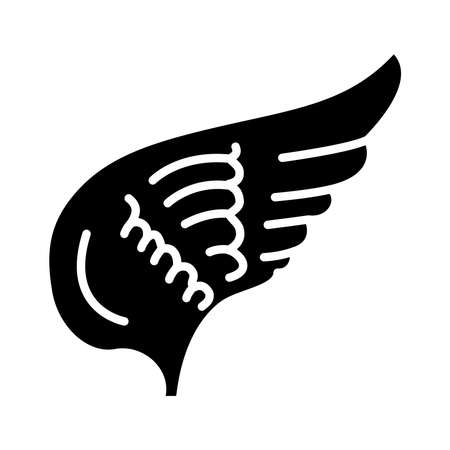 dove wing icon over white background, silhouette style, vector illustrationのイラスト素材