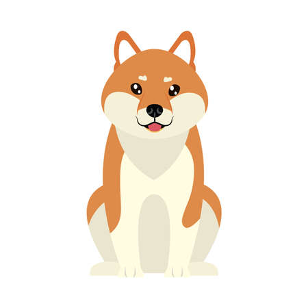 cute akita dog icon over white background, flat style, vector illustrationのイラスト素材