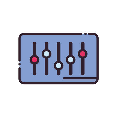 dj board line and fill style icon design, Music sound melody song musical art and composition theme Vector illustrationのイラスト素材