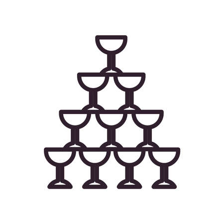 pyramid cups line style icon design, Party celebration event happy birthday holiday surprise anniversary and decorative theme Vector illustrationのイラスト素材