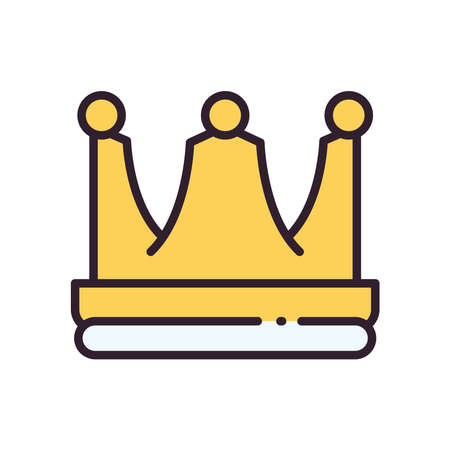 Crown line and fill style icon design, Royal king queen luxury and jewelry theme Vector illustrationのイラスト素材
