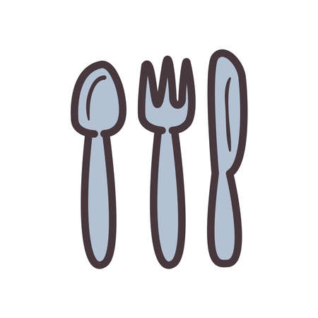 Cutlery line and fill style icon design, Cook kitchen eat and food theme Vector illustrationのイラスト素材