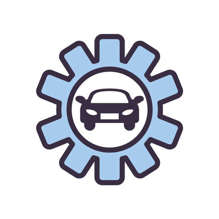 car inside gear line and fill style icon design, Repair service and vehicle theme Vector illustrationのイラスト素材