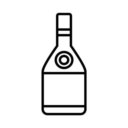 liquor bottle of whisky icon over white background, line style, vector illustrationのイラスト素材