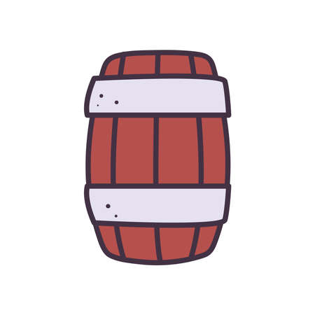 Beer wood barrel line and fill style icon design, Pub alcohol bar brewery drink ale and lager theme Vector illustrationのイラスト素材