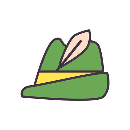 oktoberfest hat line and fill style icon design, Germany festival and celebration theme Vector illustrationのイラスト素材