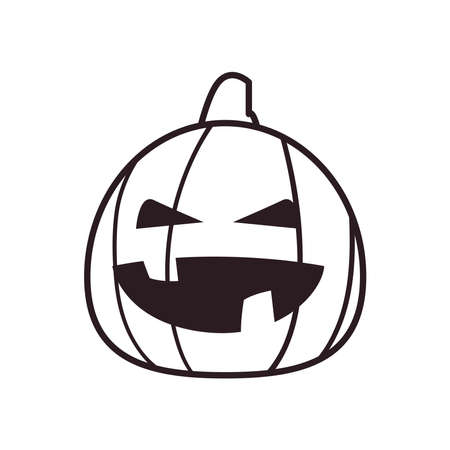 happy pumpkin cartoon free form line style icon design, Halloween holiday and scary theme Vector illustrationのイラスト素材