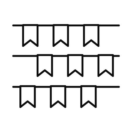 decorative pennants hanging icon over white background, line style, vector illustrationのイラスト素材