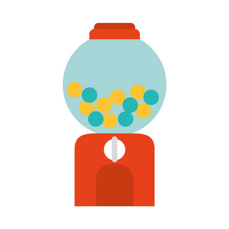 Gumball machine icon over white background, flat style, vector illustrationのイラスト素材