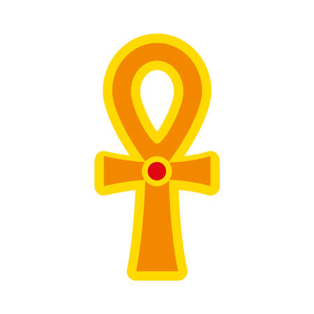 Ankh Egyptian Cross Decal icon over white background, flat style, vector illustrationのイラスト素材
