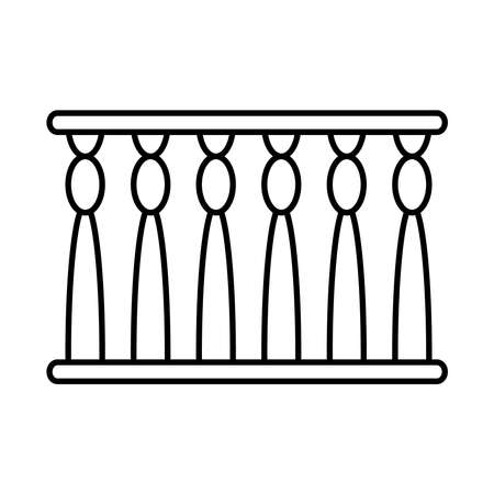 egyptian pillars icon over white background, line style, vector illustrationのイラスト素材