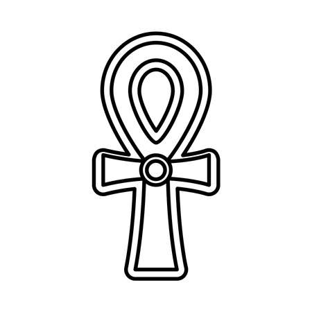 Ankh Egyptian Cross Decal icon over white background, line style, vector illustrationのイラスト素材