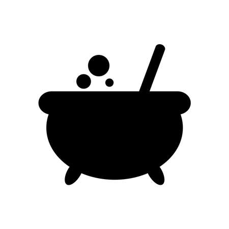 witch potion pot icon over white background, silhouette style, vector illustrationのイラスト素材