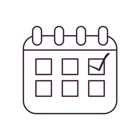 calendar with check mark line style icon design, Ok tick choice correct approved choose vote positive and web theme Vector illustrationのイラスト素材