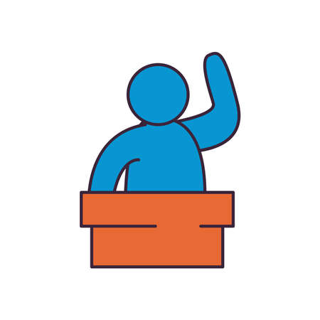 president on podium line and fill style icon design, election government campaign voting politician independence political and united theme Vector illustrationのイラスト素材
