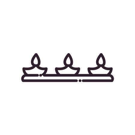 diwali lamp with three candles line style icon design, Indian culture and hinduism theme Vector illustrationのイラスト素材