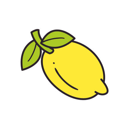lemon line and fill style icon design, Fruit healthy organic food sweet and nature theme Vector illustrationのイラスト素材