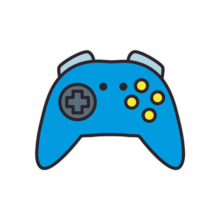 control line and fill style icon design, videogame play leisure gaming technology entertainment obsession digital and lifestyle theme Vector illustrationのイラスト素材