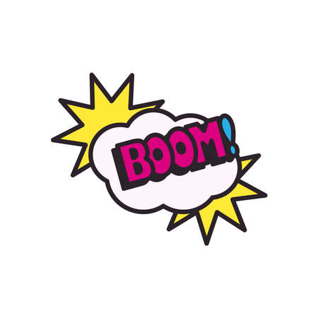boom explosion bubble line and fill style icon design of pop art retro expression comic theme Vector illustrationのイラスト素材