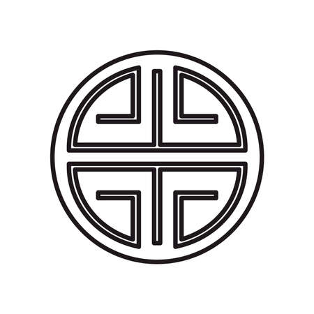 Chinese seal stamp line style icon design, China culture asia and oriental theme Vector illustrationのイラスト素材
