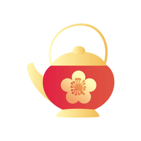 Chinese tea pot gradient style icon design, China culture asia and oriental theme Vector illustrationのイラスト素材