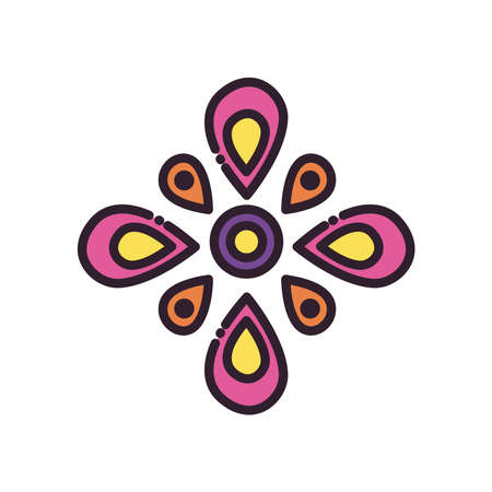 abstract flower line and fill style icon design, natural floral nature plant ornament garden decoration and botany theme Vector illustrationのイラスト素材