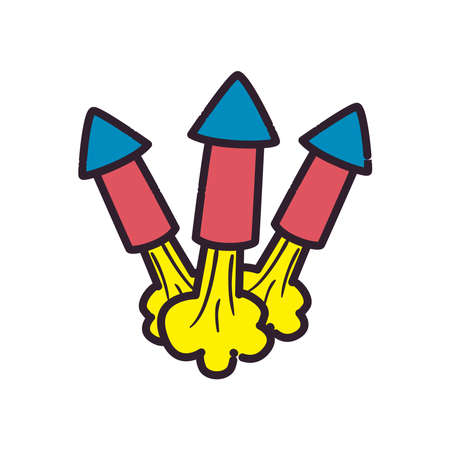 Fireworks line and fill style icon design, Celebration festival event holiday party anniversay explosion and festive theme Vector illustrationのイラスト素材