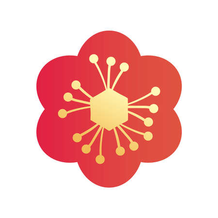 Chinese flower gradient style icon design, China culture asia and oriental theme Vector illustrationのイラスト素材
