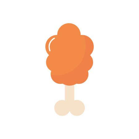 chicken thigh icon over white background, flat style, vector illustrationのイラスト素材