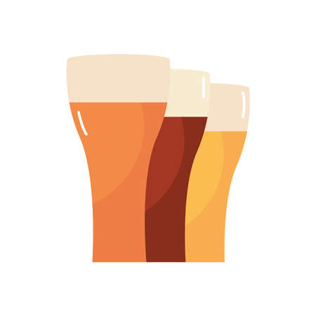 beer glasses icon over white background, flat style, vector illustrationのイラスト素材