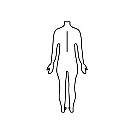 back human body icon over white background, line style, vector illustrationのイラスト素材