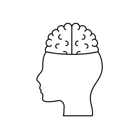 human body concept, head with brain organ icon over white background, line style, vector illustrationのイラスト素材