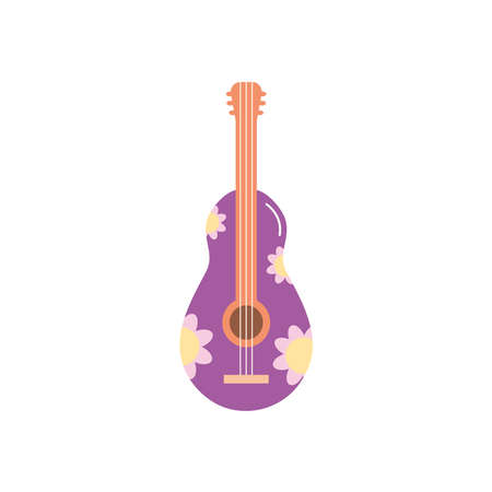 guitar with mexican design over white background, flat style, vector illustrationのイラスト素材