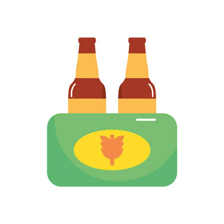 wheat beer bottles icon over white background, flat style, vector illustrationのイラスト素材