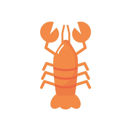 lobster icon over white background, flat style, vector illustrationのイラスト素材