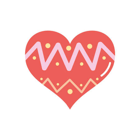 heart with mexican design over white background, flat style, vector illustrationのイラスト素材