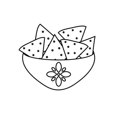 bowl of nachos icon over white background, line style, vector illustrationのイラスト素材