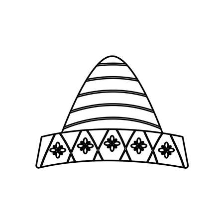 mexican hat icon over white background, line style, vector illustrationのイラスト素材