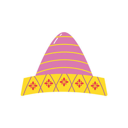 mexican hat icon over white background, flat style, vector illustrationのイラスト素材