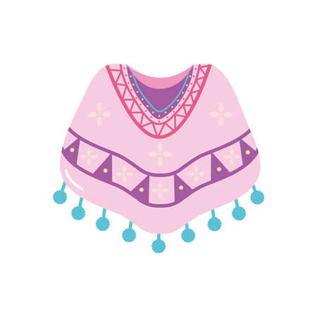 mexican culture concept, mexican poncho icon over white background, flat style, vector illustrationのイラスト素材