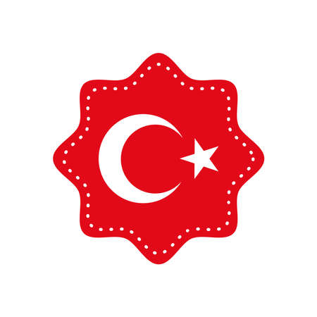decorative star with turkey flag design over white background, flat style, vector illustrationのイラスト素材