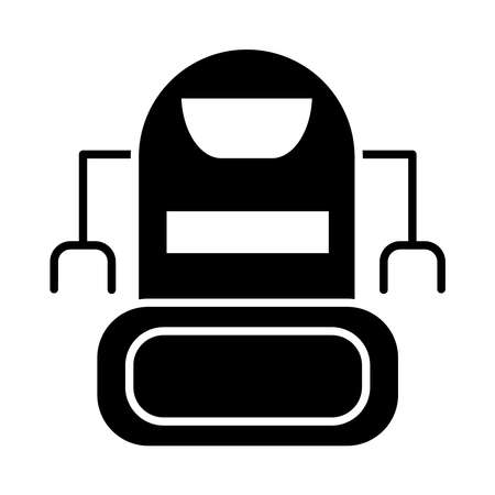simple robot with two hands over white background, silhouette style, vector illustrationのイラスト素材