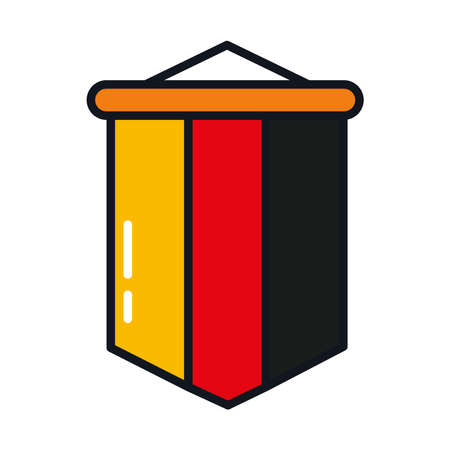 pennant with german flag design over white background, line and fill style, vector illustrationのイラスト素材