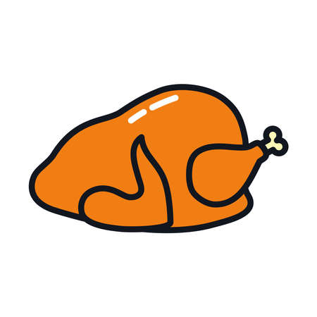 roasted chicken icon over white background, line and fill style, vector illustrationのイラスト素材