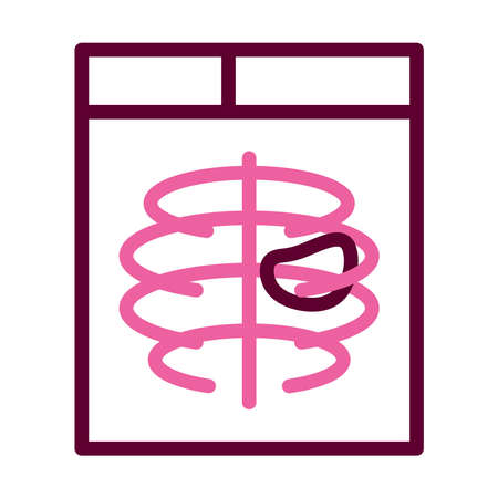 Breast cancer radiography icon over white background, half line half color style, vector illustrationのイラスト素材