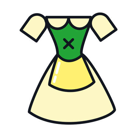 bavarian women costume icon over white background, line and fill style, vector illustrationのイラスト素材