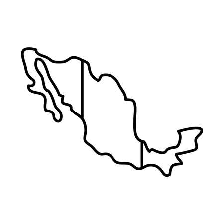 mexico map with mexican flag design over white background, line style, vector illustrationのイラスト素材