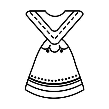 traditional mexican women costume icon over white background, line style, vector illustrationのイラスト素材
