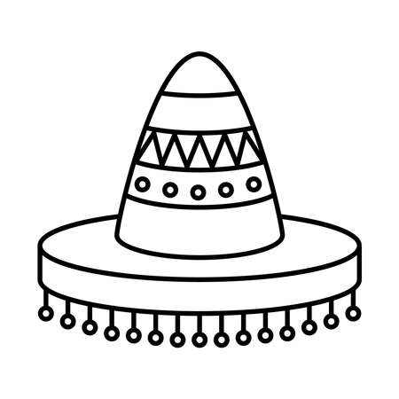 mexican hat icon over white background, line style, vector illustrationのイラスト素材